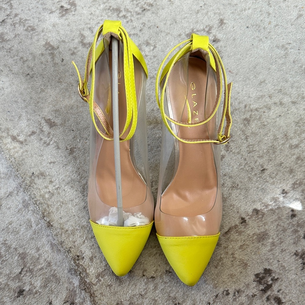 Glaze Neon Yellow Pointed Toe Heels